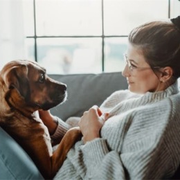 woman and dog